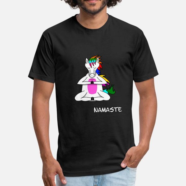 

unicorn namaste t shirt men print short sleeve crew neck pattern anti-wrinkle authentic summer slim shirt