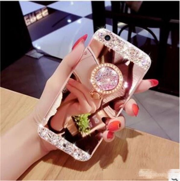 

luxury bling diamond crystal holder case with stand kickstand mirror back cover for iphone x 8 7 plus 6 6s samsung s9 s8 plus s7 edge
