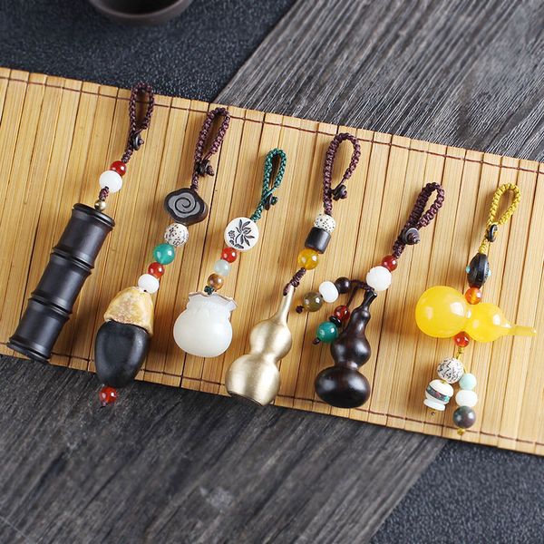 

weiyu fashion bodhi seed handcrafted lotus flower keychain elegant gourd wood key chain key ring for women girl ethnic jewelry, Silver