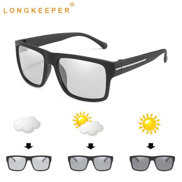 

longkeeper pchromic sunglasses men 2020 new chameleon discoloration glasses polarized driving goggles uv400, White;black