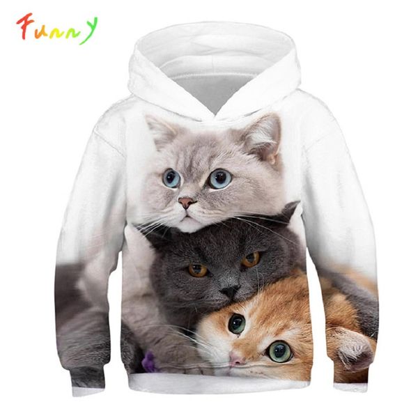 

cartoon funny wolf cat 3d printed hoodie sweatshirt spring casual long sleeve hooded children hoodies for teen girls boys, Black