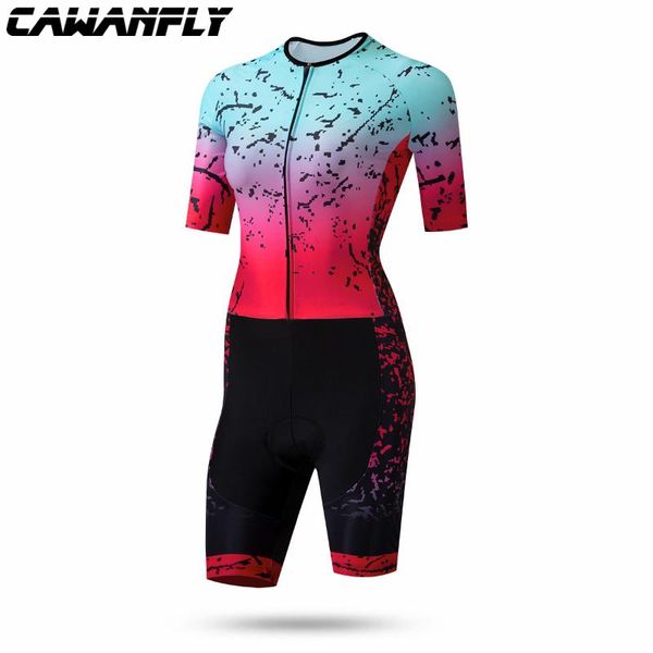 

2020 pro team triathlon suit women's short sleeve cycling jersey skinsuit jumpsuit maillot cycling ropa ciclismo set gel, Black;blue