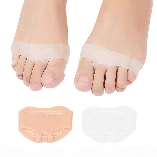 

fashion 1pair silicone soft pads high heel shoes non-slip protect pain relief feet care forefoot half elle invisible gel insoles, White;pink