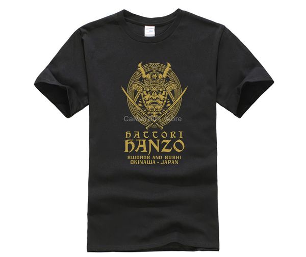 

100% cotton men hattori hanzo men cool samurai t shirt swords and sushi cartoon design punk fashion t-shirt men