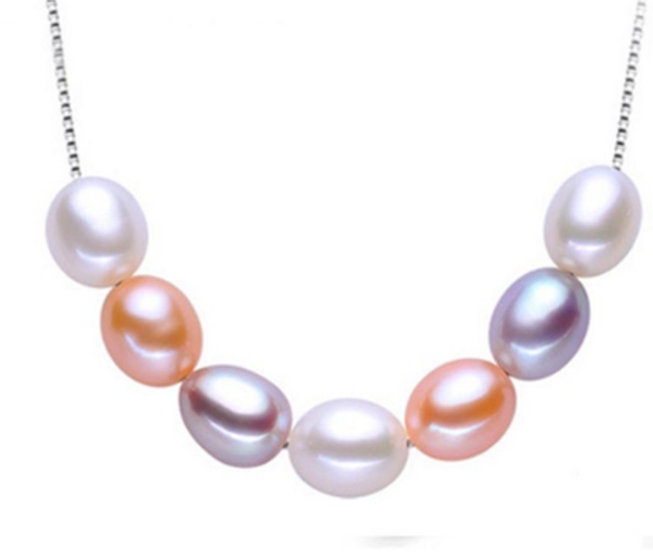 

sell 925 sterling silver necklace white/pink/purple/multi real natural freshwater pearl pendant for women jewelry gifts new
