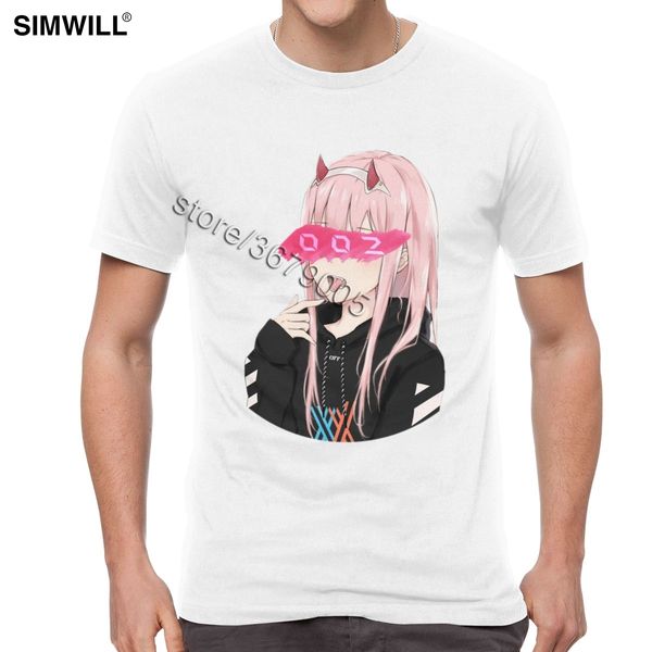 

cool darling in the franxx t shirt men's breathable soft cotton t-shirt o neck short sleeved anime zero two tees