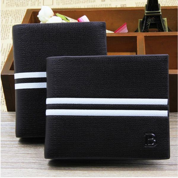 

classic solid leather mens wallets purse for man striped designer male credit drop shipping, Red;black