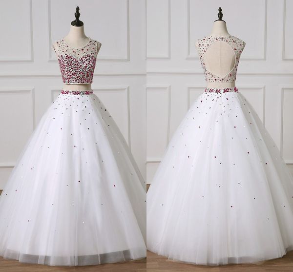 

2021 white a-line vestiodes de quinceanera prom dresses 2 pieces major beading crystal keyhole back long homecoming graduation dress party, Black