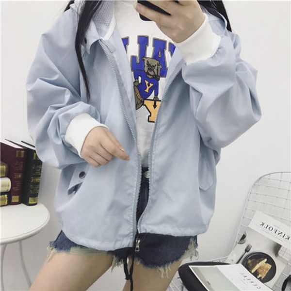 

women basic jackets female zipper pockets casual long sleeves coats autumn hooded jacket two tone windbreaker jacket, Black;brown