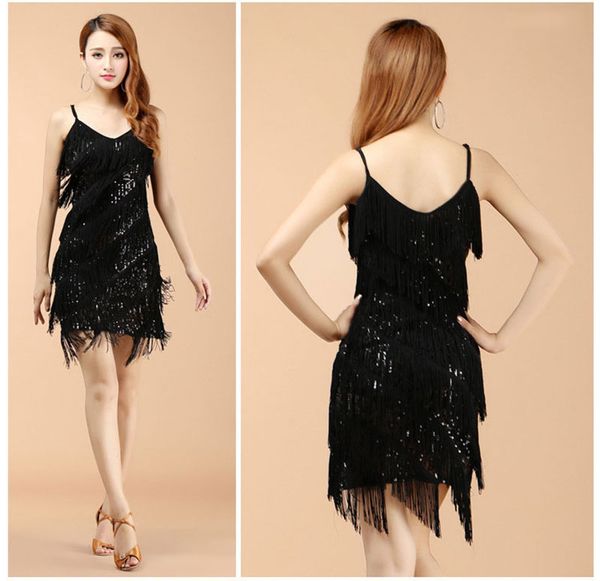 

stage wear tassel latin dance dress fringe costumes for women on sale, Black;red