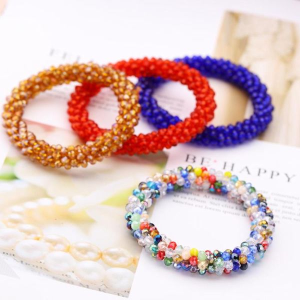 

colorful beaded cluster glass round hoop bracelet bangle for women bohemian fashion wedding party bracelet jewelry wholesale, Golden;silver