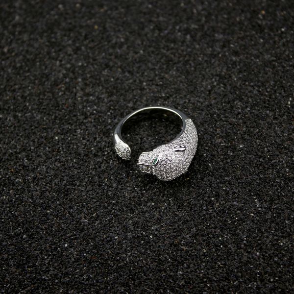 

women diamond leopard ring 925 sterling silver open ring valentine's day fine jewelry size