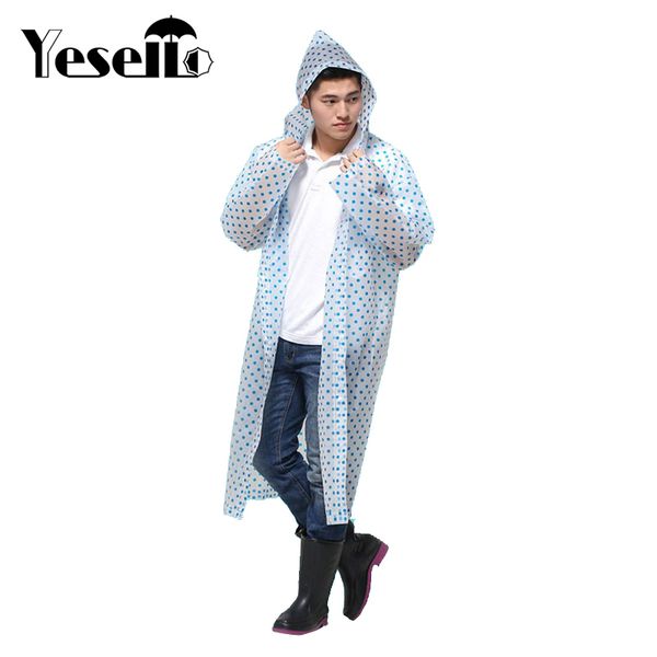 

raincoats drop shippinbg yesello blue pink dot durable raincoat portable rain cape poncho with hat hood for outdoor travel