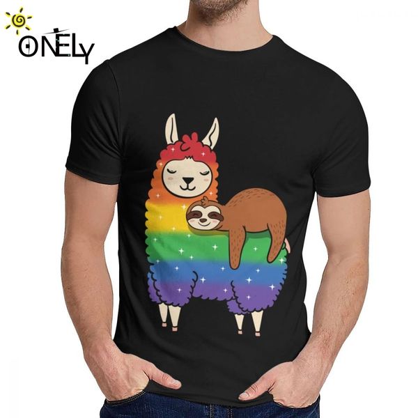 

comfortable sloth riding a llama short sleeve 2019 new fashion o-neck camiseta