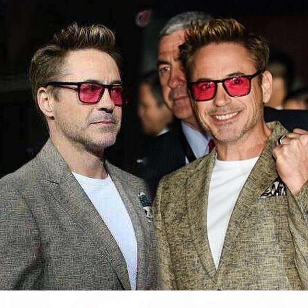 

robert downey sunglasses for red lenses fashion retro men sunglasses brand designer 2018 acetate frame with fishing glasses, White;black