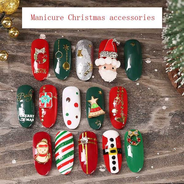 

one manicure ornament charm nail metal rhinestone glass gemstone design diy christmas gift nail art decorations, Silver;gold