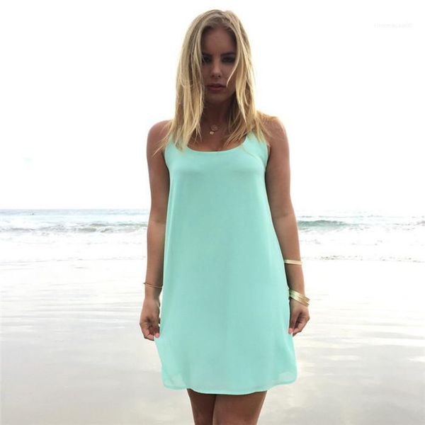 

girls female causal clothing summer women chiffon dresses bowknot loose scoop neck sleeveless party dress, Black;gray