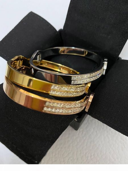 

titanium steel love cz charm bracelets bangle for mens and women engagement wedding jewelry couples lovers gift, Golden;silver