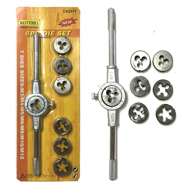 

8/12/20pcs die wrench kit screw tap die set external thread cutting tapping hand tool set thread maker tap metric wrenchs