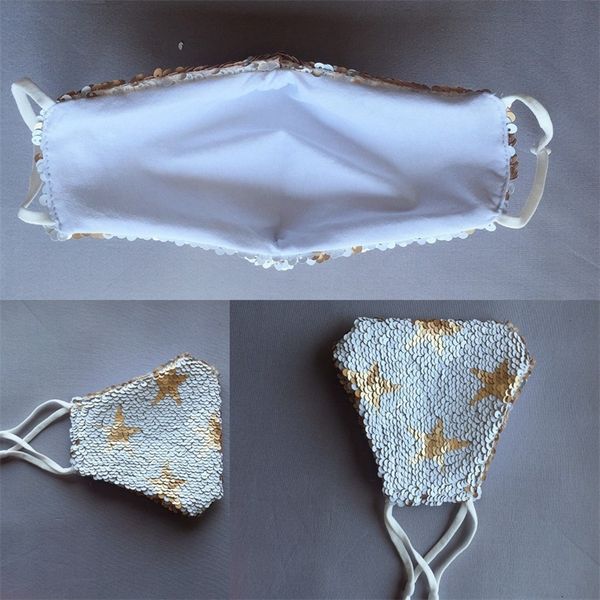

fashion reusable respirator anti haze mouth mascarillas mermaid sequins protect face mask white pentagram breathable foldable 5 5lf b2
