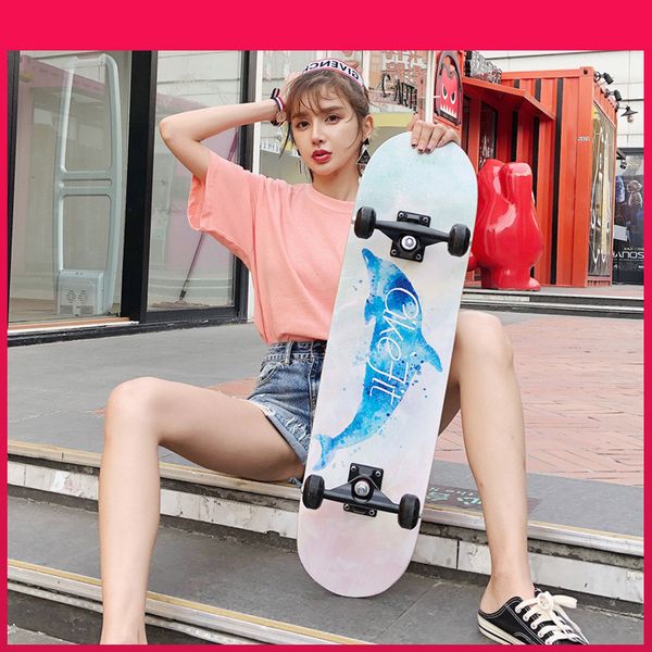 

80 * 20cm beginner skateboarding teenager road skateboard dance board brush street long board matte non-slip
