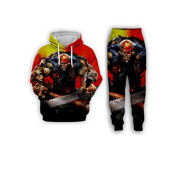 Neue Mode Herren/Damen Five Finger Death Punch Lustiger 3D-Druck Hoodie + Hose S116