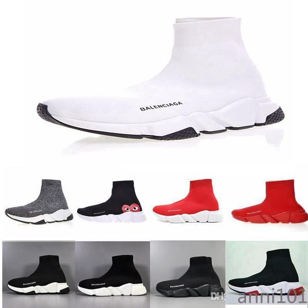 

2019 new paris speed trainers knit sock shoe original luxury designer mens womens sneakers high casual shoes an01, Black