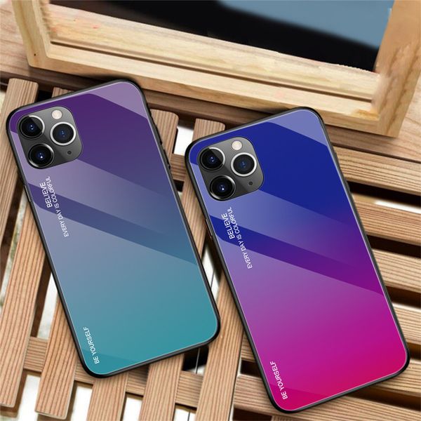 

градиентные цвета корпуса conque iphone 11 11pro 11pro макс 8 7 6plus тпу + стекло сотового телефона чехол для sumsang galaxy s10 а9