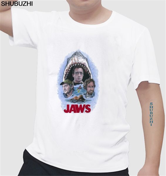 

короткие рукава школа челюсти men t shirt новая мода акулы печатных футболки o-образным вырезом топы прохладный ретро tee размер рубашки евр