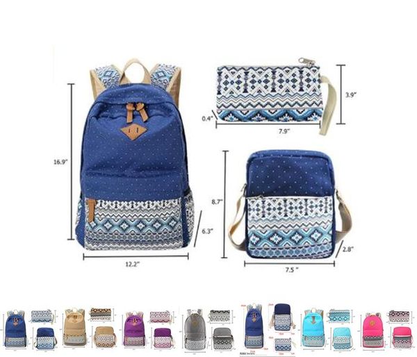 

lightweight with 3pcs for canvas student bag school teen and backpack bags pen case lapgirls bookbag pink and shoulder boys usyug
