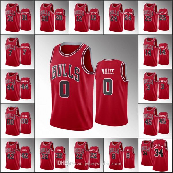 

chicago bulls men lauri markkanen zach lavine thaddeus young coby white red nba icon custom basketball jersey 07, Black;red