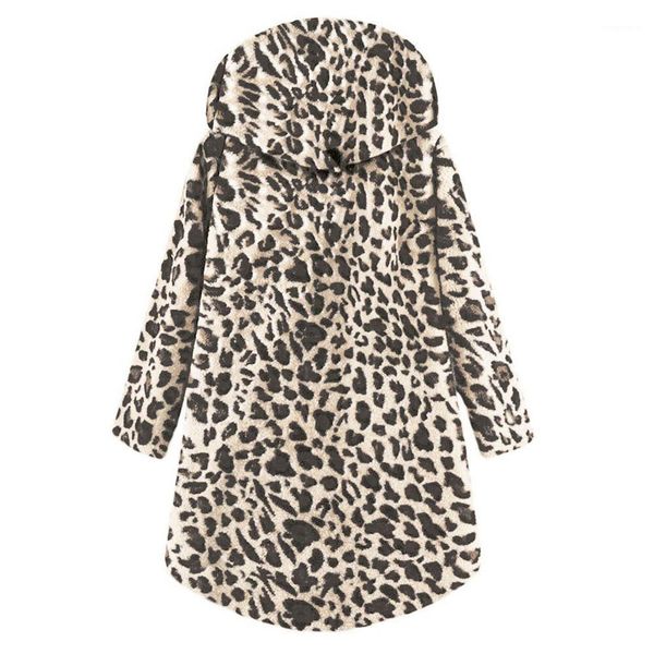 

new leopard fashion jackets casual loose hooded single breasted coats female vestidoes 4xl 5xl spring women clothes, Black;brown