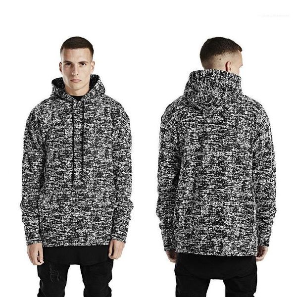 

fashion long snow print side zipper panelled mens hoodies casual males clothing panelled mens designer hoodies, Black