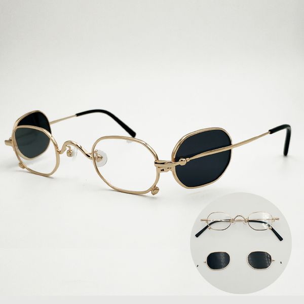 

fashion sunglasses frames retro metal clip vintage niche personality small face independent design prescription glasses for myopia, Black