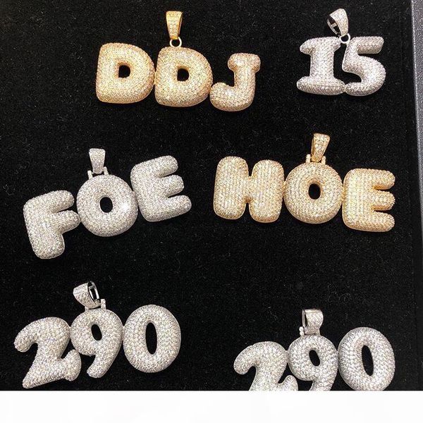 

a-z custom name 0-9 bubble letters necklaces & pendant charm for gold silver gold rose color cubic zircon rope chain hip hop jewelry gifts