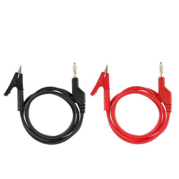 

2pack power supply multimeter alligator testing clip to banana plug cable black & red