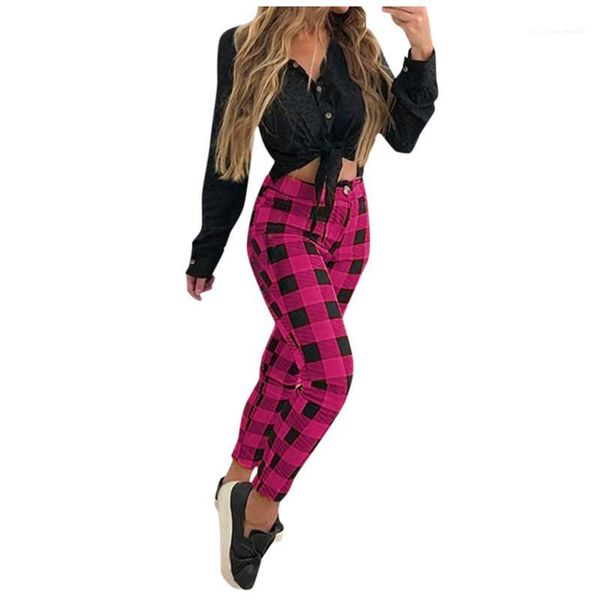 

повседневный середина талии одежда мода женщин plaid printed брюки женские дизайнер карандаш capris весна лето женский, Black;white