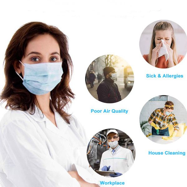 

DHL Free ship! Disposable Face Mask Layer Ear-loop Dust FACE Masks Cover 3-Ply Non-woven
