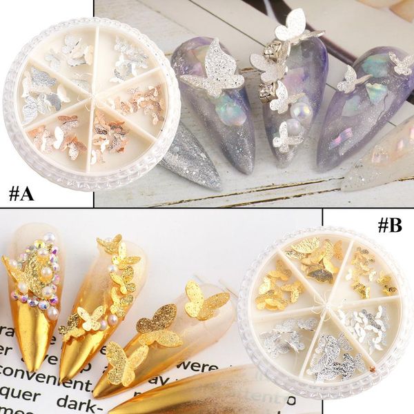 

fashion new 3d butterfly nail glitter sequins manicure holo slices nail art decoration gold silver metal flakes accessories, Silver;gold