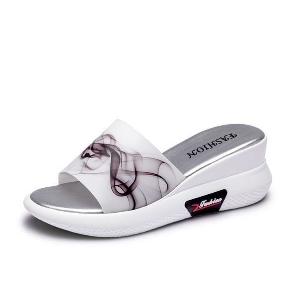

summer thick-soled women's slippers, slope heel flip-flops, women's slippers, beach sandals and slippers, Black