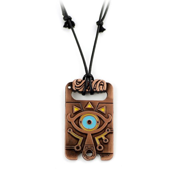 

dropshipping legend of zelda necklace sheikah slate pendant handmade necklace long leather rope breath of the wild game jewelry, Silver