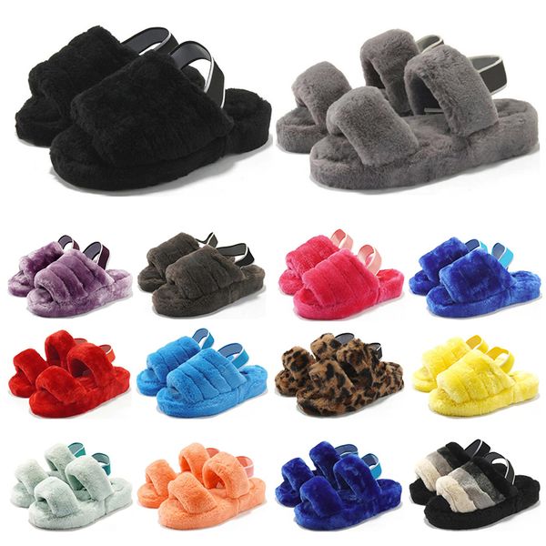 

2020 women men slides winter furry slippers black red yellow blue warm comfortable fuzzy girl flip flops size 36-44