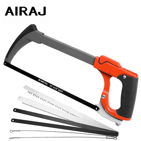 

airaj upgrade hacksaw frame detachable alloy frame household large powerful cutting manual tool with 6 saw blades