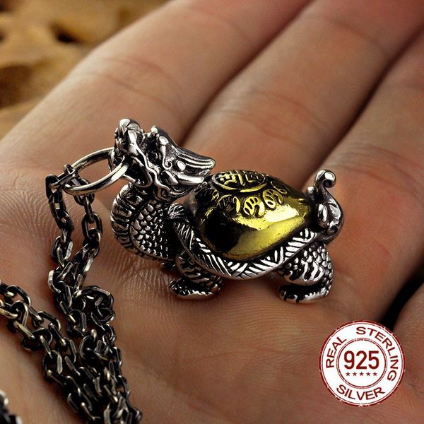 

thai silver vintage dragon pendant s925 sterling silver lucky dragon turtle pendants men lucky wealth symbol gifts ing