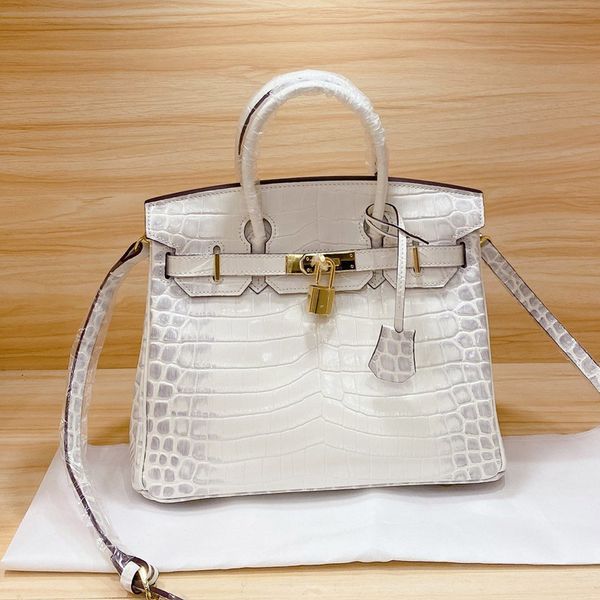

women handbag purse cross body bag tote birkin bags genuine leather gold clasp crocodile belly embossing lock lady bag