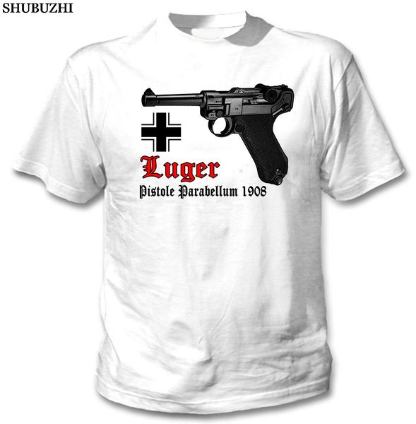 

t-shirt summer novelty cartoon luger p08 parabellum germany wwii - new cotton white tshirt t shirt