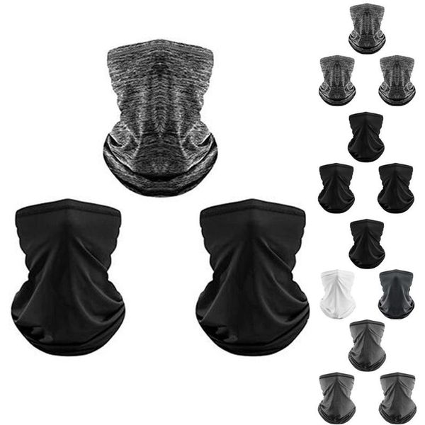 

#r25 3 pieces women and men headwear face scarf sunscreen and uv protection uv protection neck gaiter scarf windproof, Black