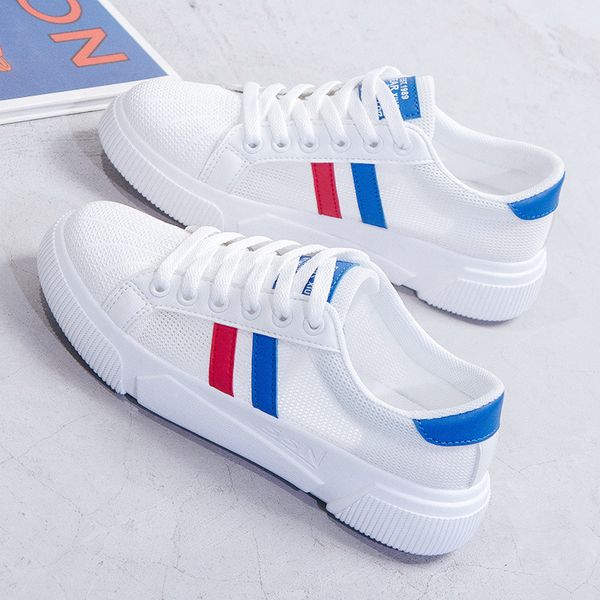 

2020 new spring white shoes women's korean style versatile student women's mesh breathable street scasual shoes flat, Black