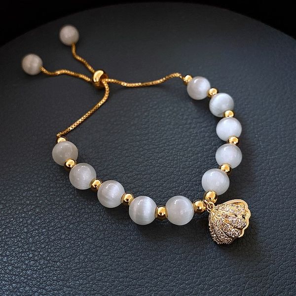 

charm bracelets korean style pearl opal bracelet for women bohemian sweet shell 2021 jewelry adjustable simple gifts, Golden;silver