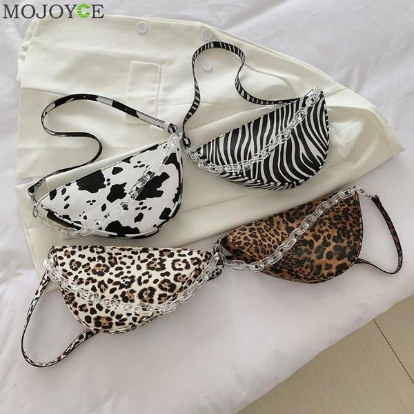 

women clear chain pu leather handbags lady animal pattern shoulder totes bags youth ladies simple versatile bag